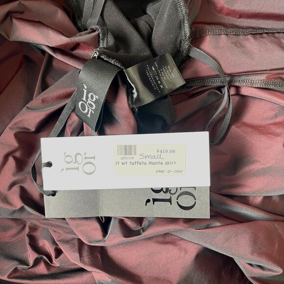 Vintage IGOR Monte Luxury Taffeta Bubble Skirt Black Cherry Iridescent NWT S - Picture 6 of 7